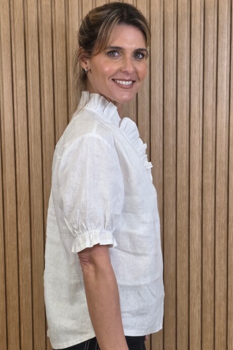 Camisa Flora Puro Lino Blanco