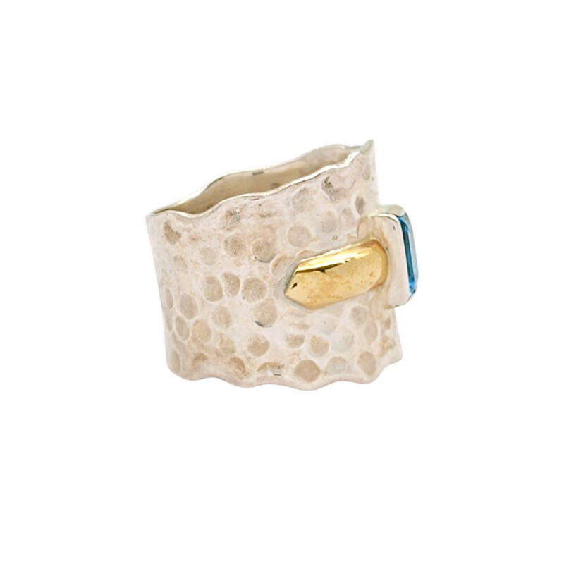Anillo tubo Topacio-Plata y oro-Piedra Topacio-AN5922 conpiedra