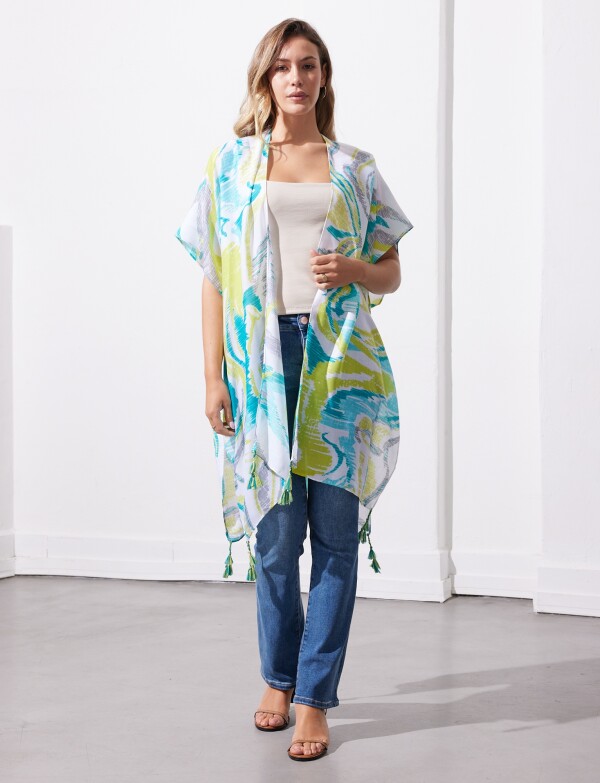 Kimono Printed MULTI/VERDE AGUA