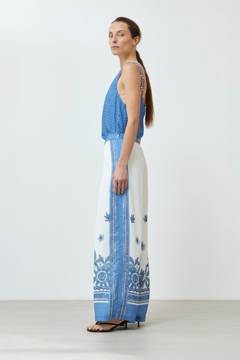 Pantalón estampado con guarda azul