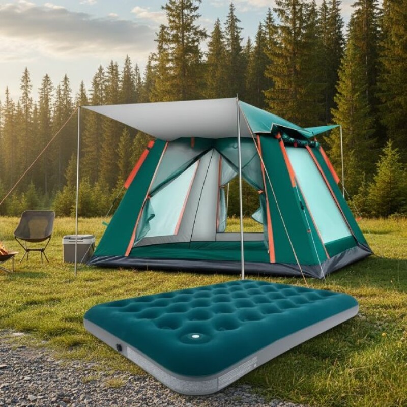 Combo Carpa Automática 7 + colchón Inflable 2 Plazas + inflador Combo Carpa Automática 7 + colchón Inflable 2 Plazas + inflador