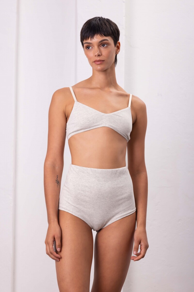Soutien Triángulo Ana Algodón – Copa doble tejido y breteles regulables - Gris Melange 