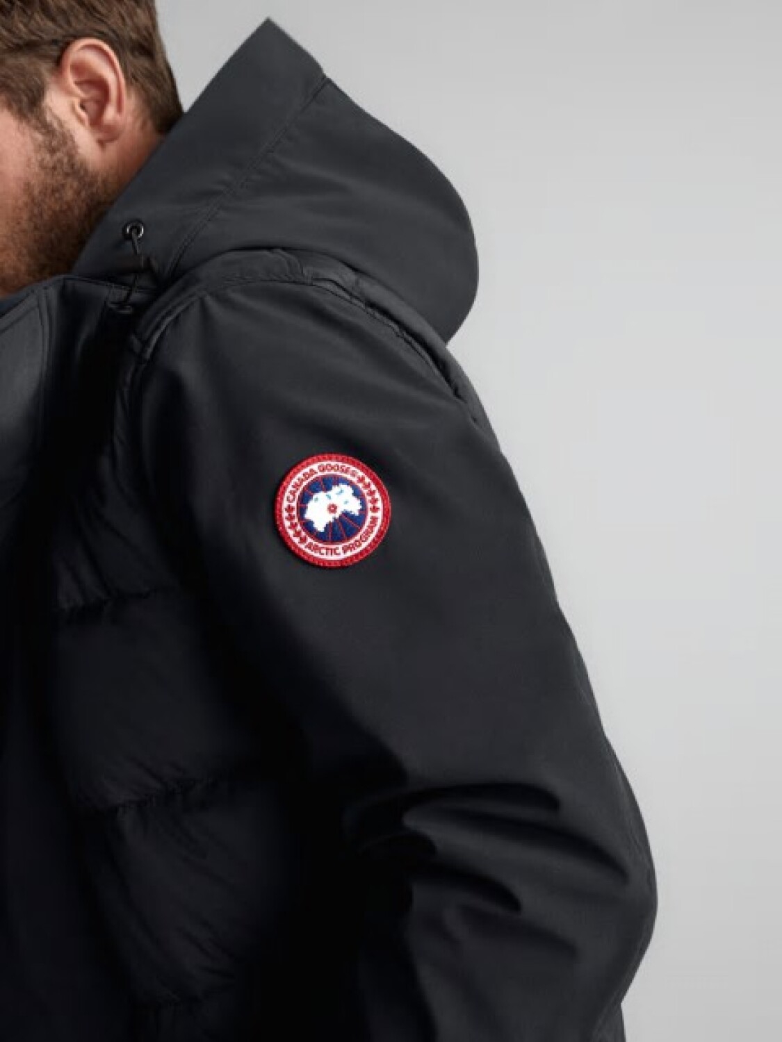 Canada Goose -Campera de nylon con capucha y bolsillos, Breton Negro