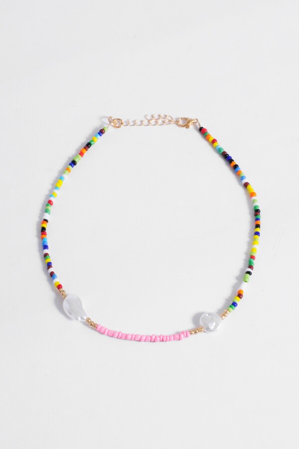 Collar mostacillas con perlas multicolor