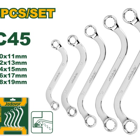 Set 5 llaves tipo s 8-22mm jadever JDFR4405 Set 5 llaves tipo s 8-22mm jadever JDFR4405