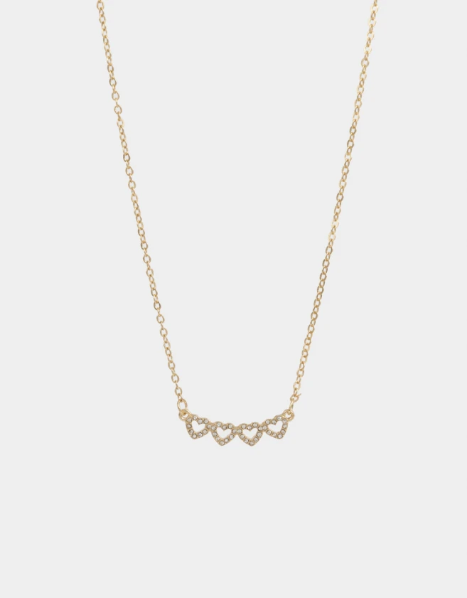 Cadena Corta con Dije Con corazón Collar Con Corazones - Dorado