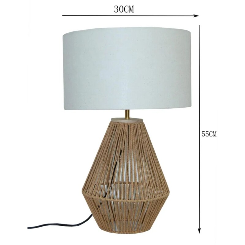 Lámpara de Mesa Mosa con Fibras Naturales Blanca y Marrón Lámpara de Mesa Mosa con Fibras Naturales Blanca y Marrón
