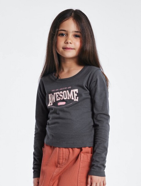 BLUSA INFANTIL CON ESTAMPA GRIS