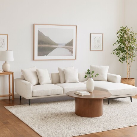 Sofá con chaise CORNARO blanco - 3C CHAISE DERECHO