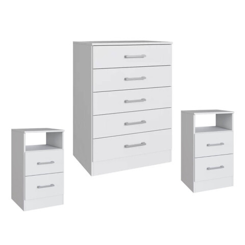 CONJUNTO COMODA + MESAS DE LUZ 100% MDP BLANCO Conjunto Comoda + Mesas De Luz 100% Mdp Blanco