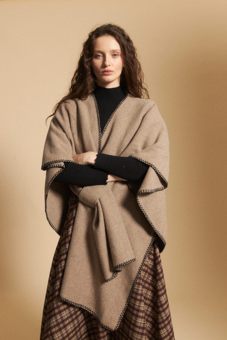 PONCHO MECHA Beige
