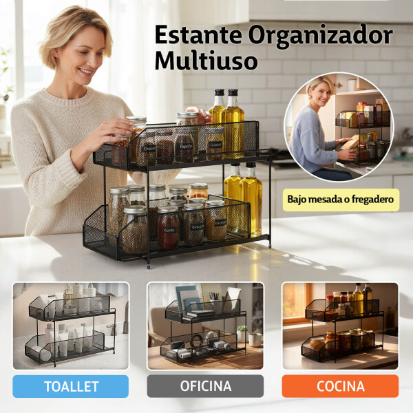 Estante Organizador Mesada Alacena Cocina 2 Cajones Multiuso Imback Color Negro Estante Organizador Mesada Alacena Cocina 2 Cajones Multiuso Imback Color Negro
