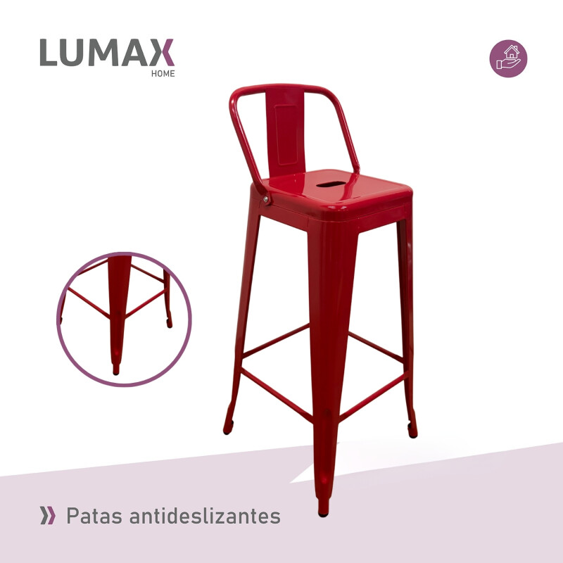 Taburete Tolix en metal con respaldo Rojo