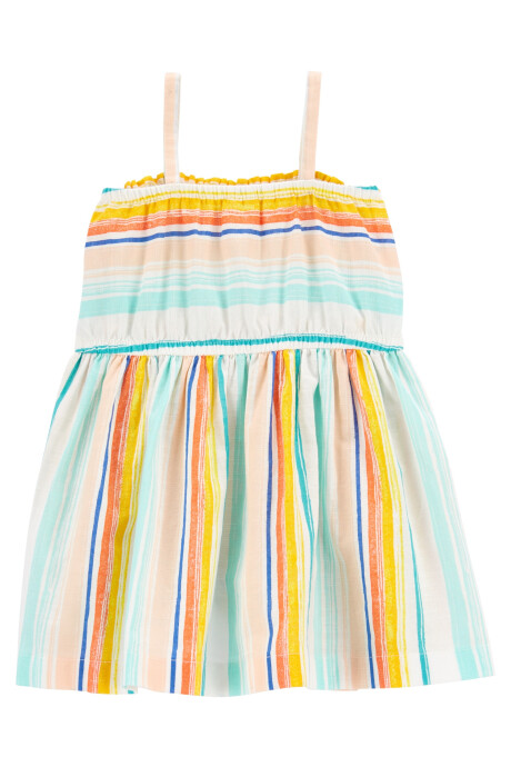 Vestido solera de algodón con fruncido Sin color