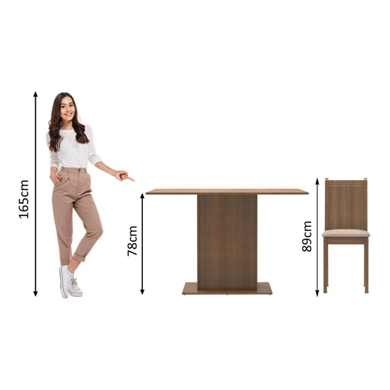 Juego De Comedor 4 Sillas Mesa Living Comedor Tapizado Lexi Marrón