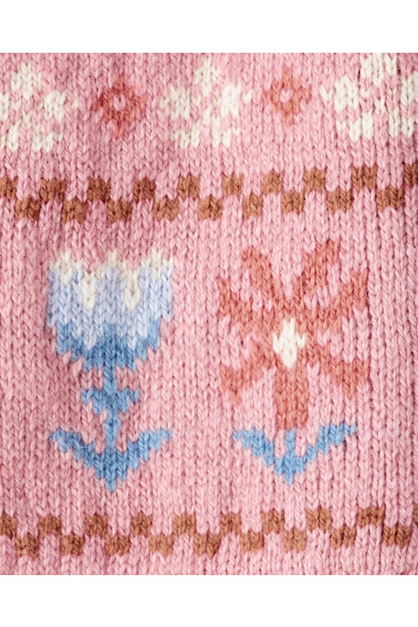Saco de punto, rosado, diseño fair isle Sin color