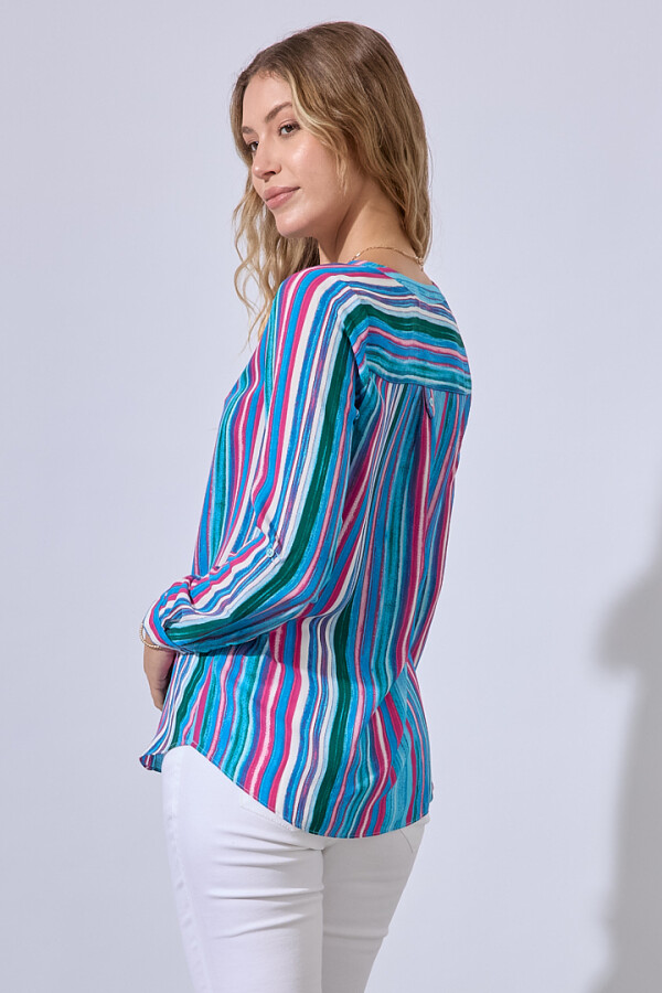 Blusa Botones Printed AZUL/MULTI