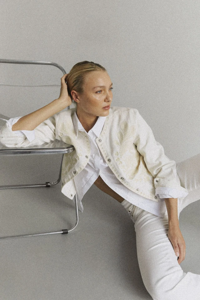 Chaqueta bordada blanco