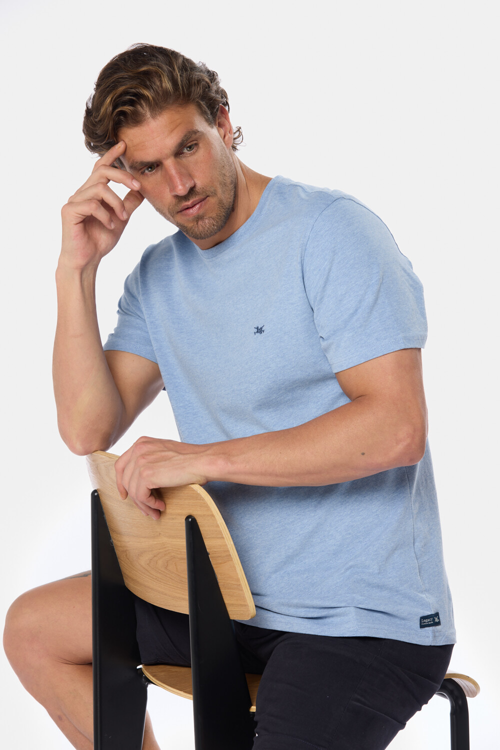 REMERA LISA DE ALGODÓN Azul melange