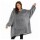 Buzo Canguro Oversize Manta Polar Afelpada Corderito Capucha Gris