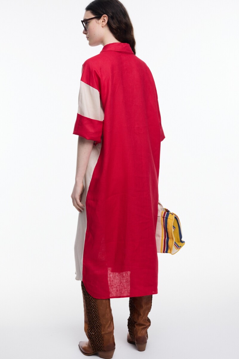 VESTIDO CONTRASTE Rojo