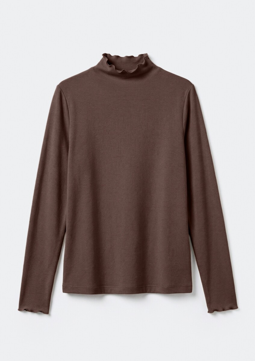 CAMISETA CUELLO ALTO - MARRÓN - MARRÓN 