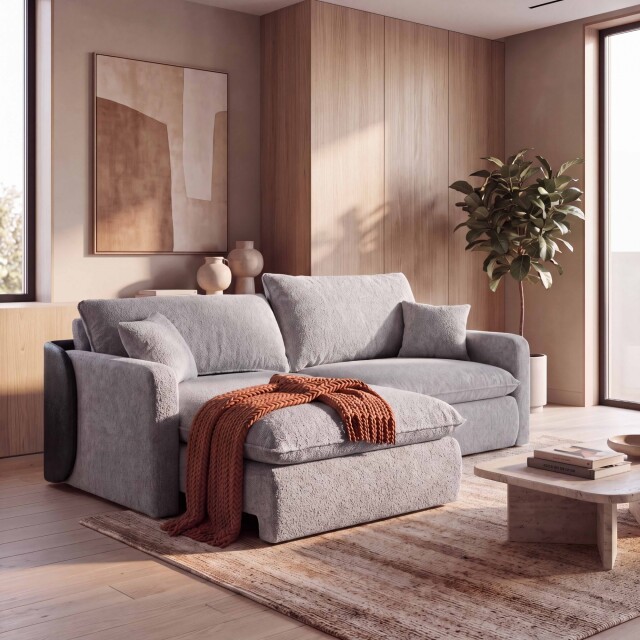 SILLÓN SOFÁ LIVING 3 CUERPOS RETRACTIL AJUSTABLE EXTENSIBLE GRIS