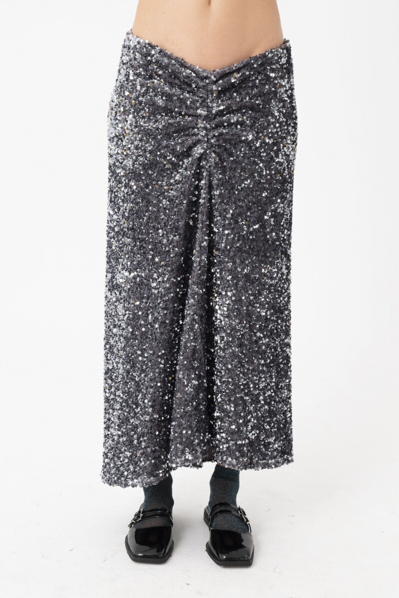 Falda midi de lentejuela Plata