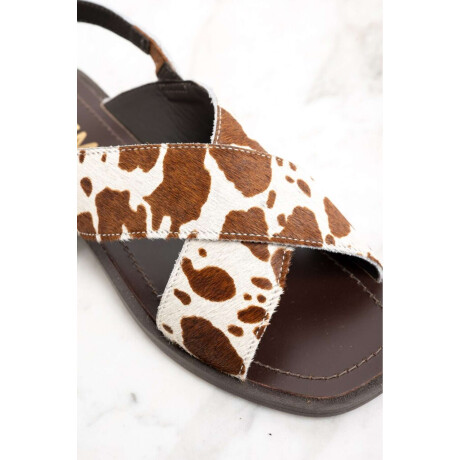 Sandalia Cruzada Pelo Vaca Marrón