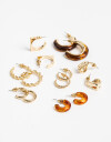 Aros Sets Color Set 7 Pares De Aros Mix Materiales - Dorado