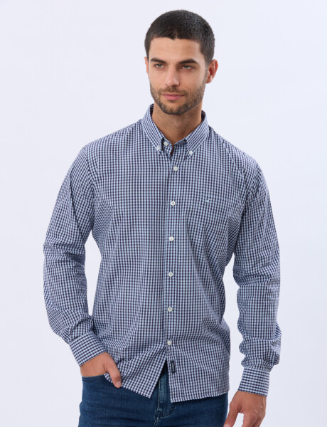 CAMISA SPORT A CUADROS Celeste