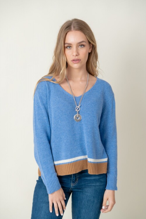 Sweater lana combinado Blue