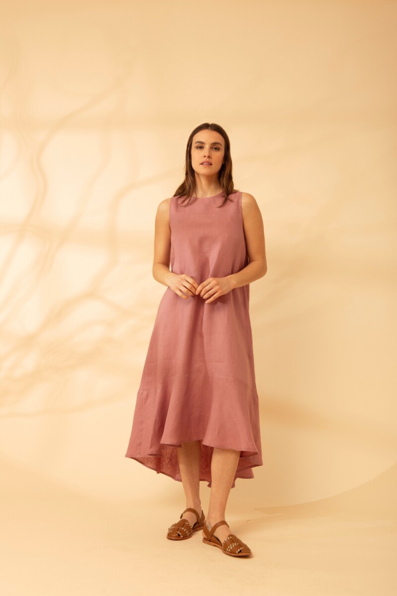 Vestido Folk Long SS24 Rosa Viejo