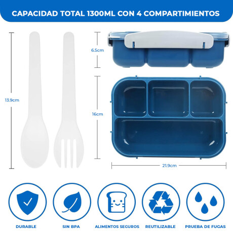 Set X27 Lunchera Térmica Tupper Vianda+ Botella+ Acc Azul