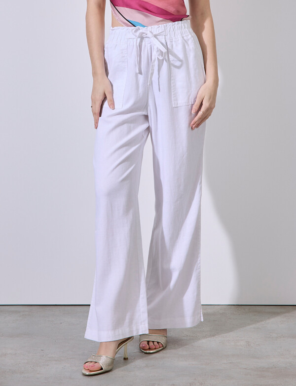 Pantalon Lino Wide BLANCO