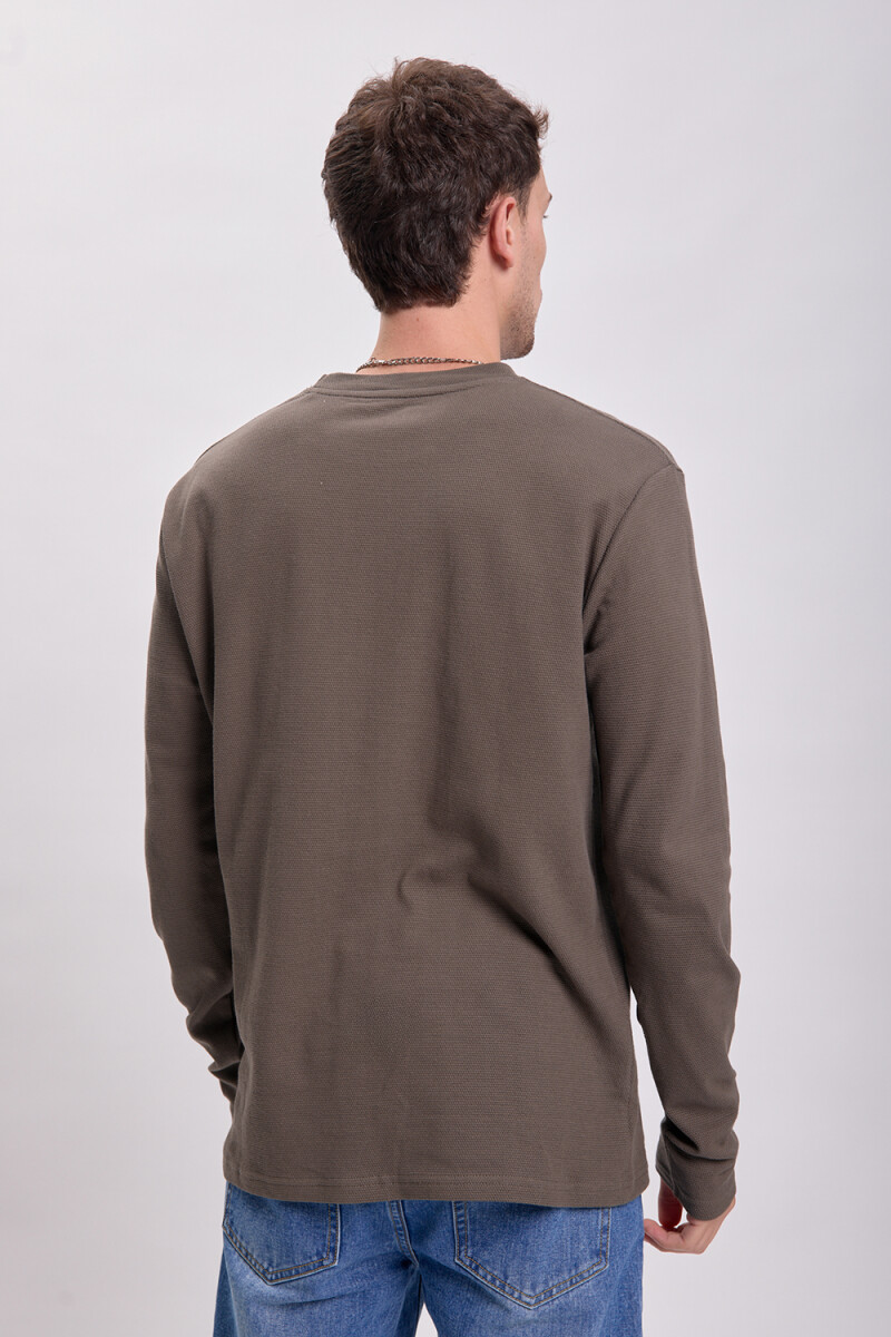 Remera manga larga textura Gris Oscuro