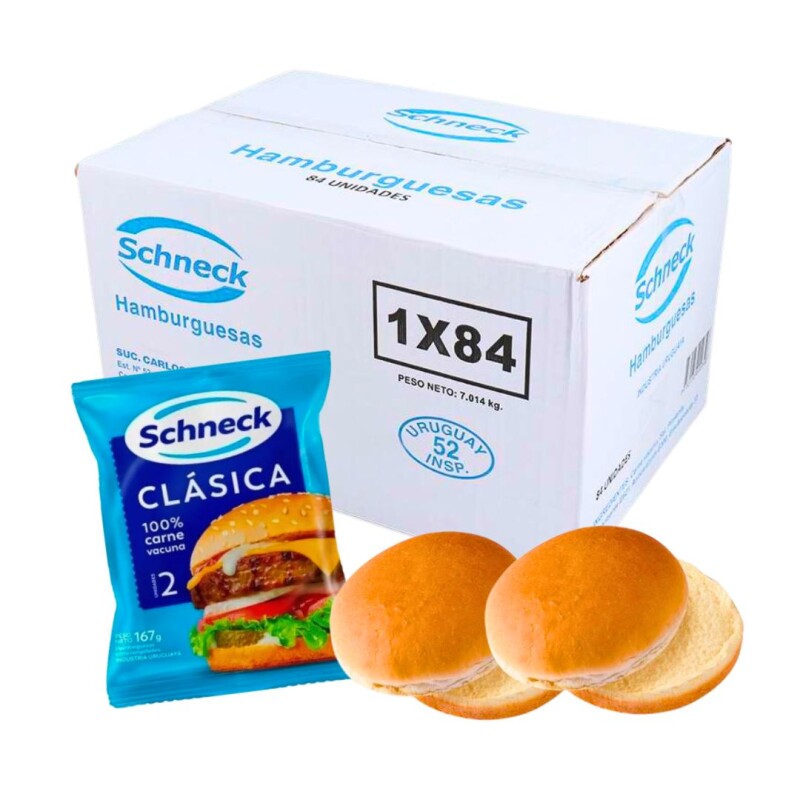 Pack Hamburguesas Schneck y Panes - 84 + 84 Uds. Pack Hamburguesas Schneck y Panes - 84 + 84 Uds.