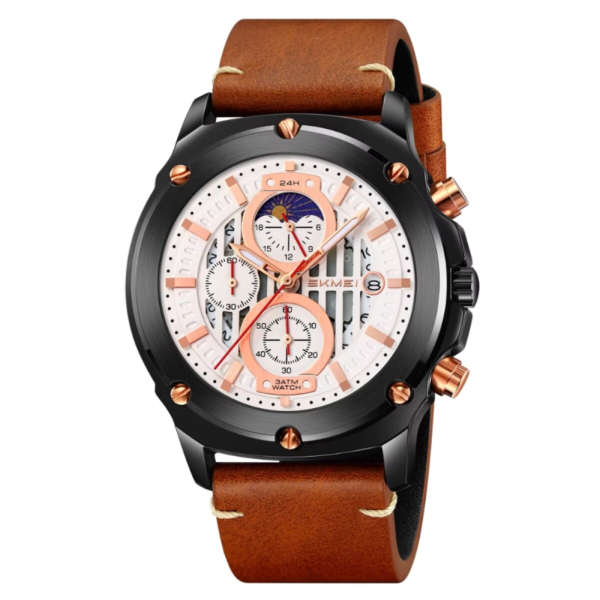 Reloj Skmei 9351BNWT para hombre con correa de cuero - Marrón 