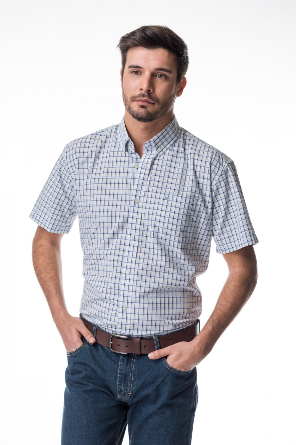 Camisa Cuadros Celeste