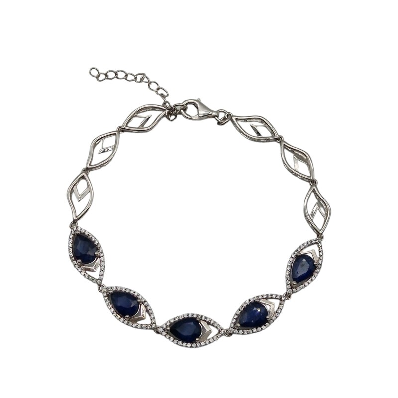 Pulsera lagrima-Plata 925-Piedra zirconia y zafiro-PU3015 - Adulto - Conpiedra
