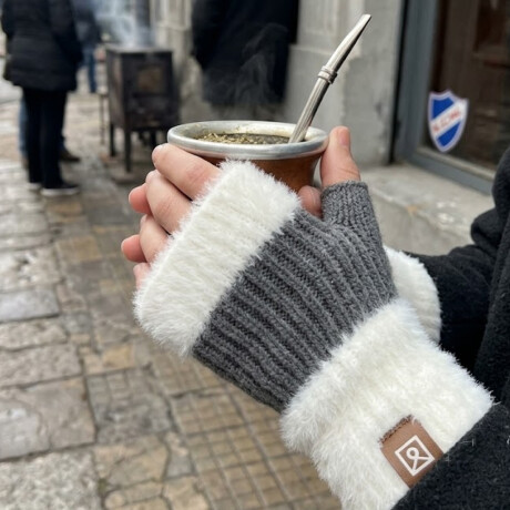 Mitones guantes tejido bicolor Gris