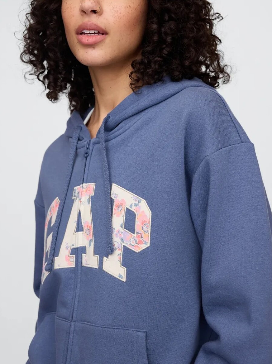 Buzo Canguro Con Cierre Logo Gap Mujer - Bijou Blue 18-3921 Tcx 