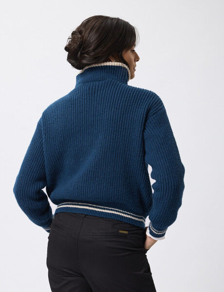 Sweater cuello cierre petroleo