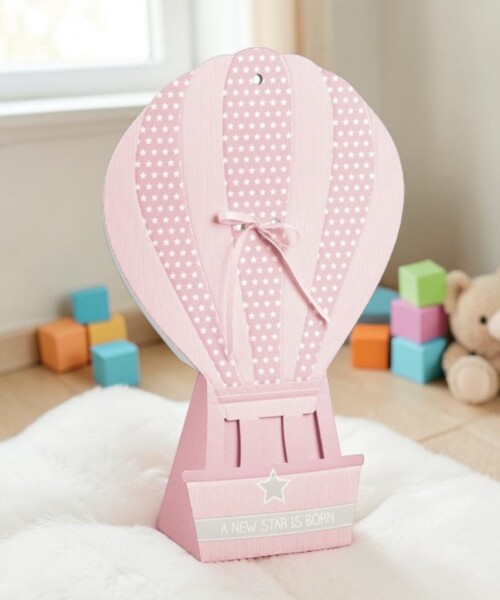 Globo aerostatico baby shower 13x10x40 cm - ROSA Globo aerostatico baby shower 13x10x40 cm - ROSA
