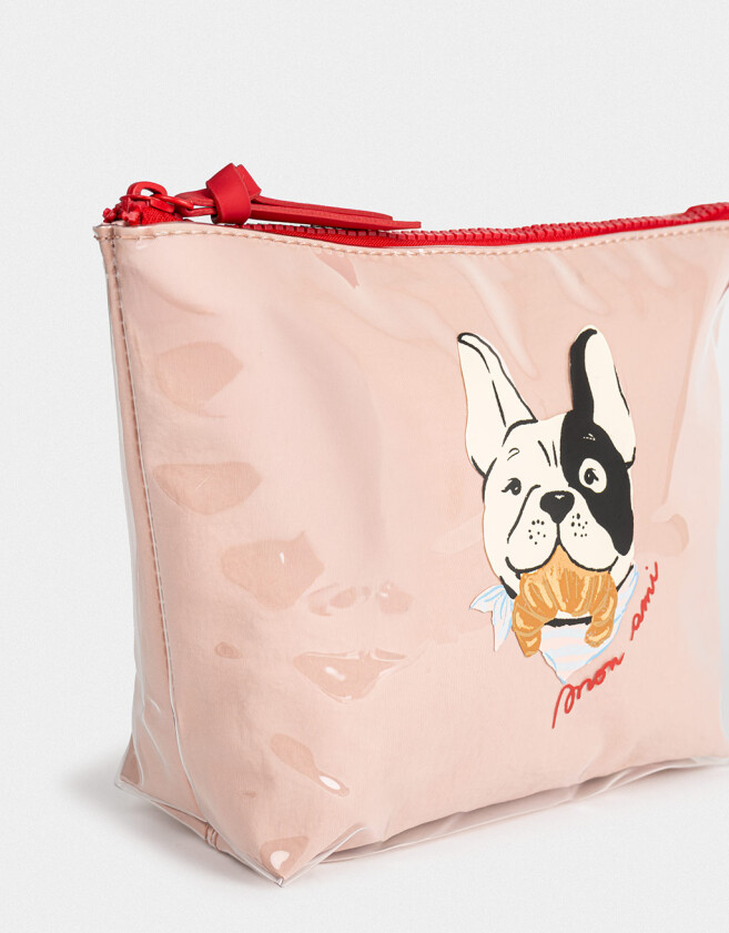 Porta Cosméticos Portacosméticos Bulldog Francés - Rosa Viejo