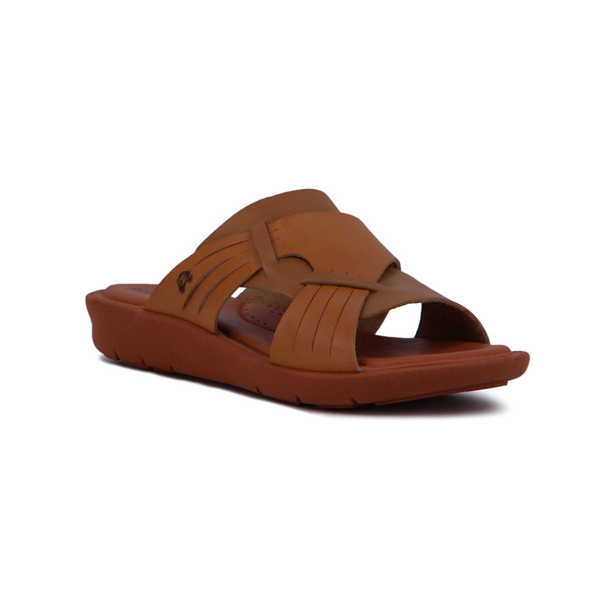 Sandalia Casual De Cuero Mujer Country Tira Ancha - Nuez-ambar 