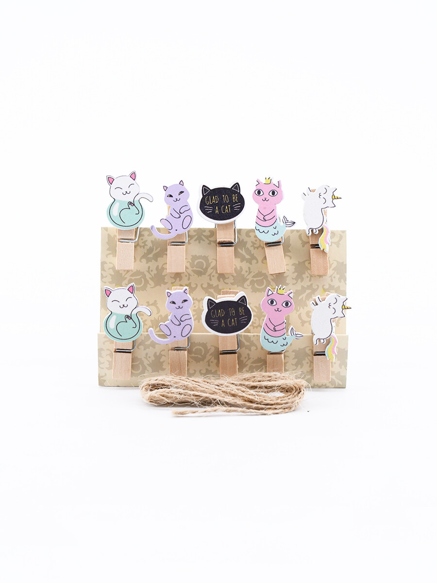 PALILLOS CATS SET X 10PCS MD - MADERA 
