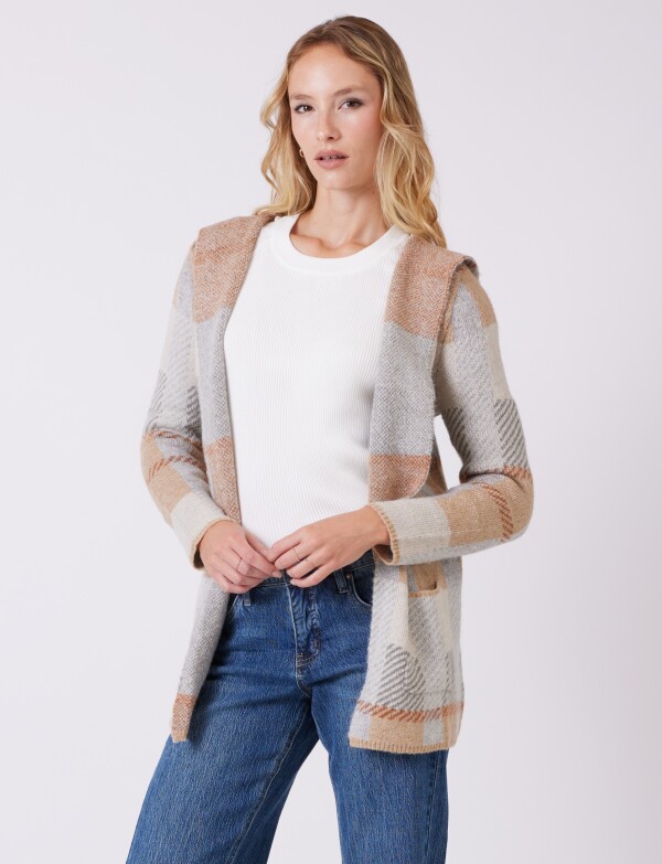 Cardigan Soft Capucha GRIS/MULTI