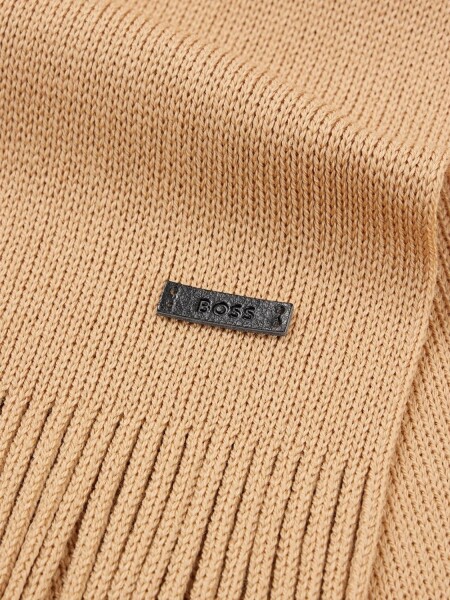 HUGO BOSS Bufanda de Punto Raschel en Lana Merino Beige