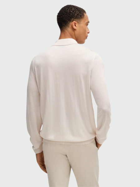 BOSS Polo de Punto Slim-Fit en Lana Merina Blanco Abierto
